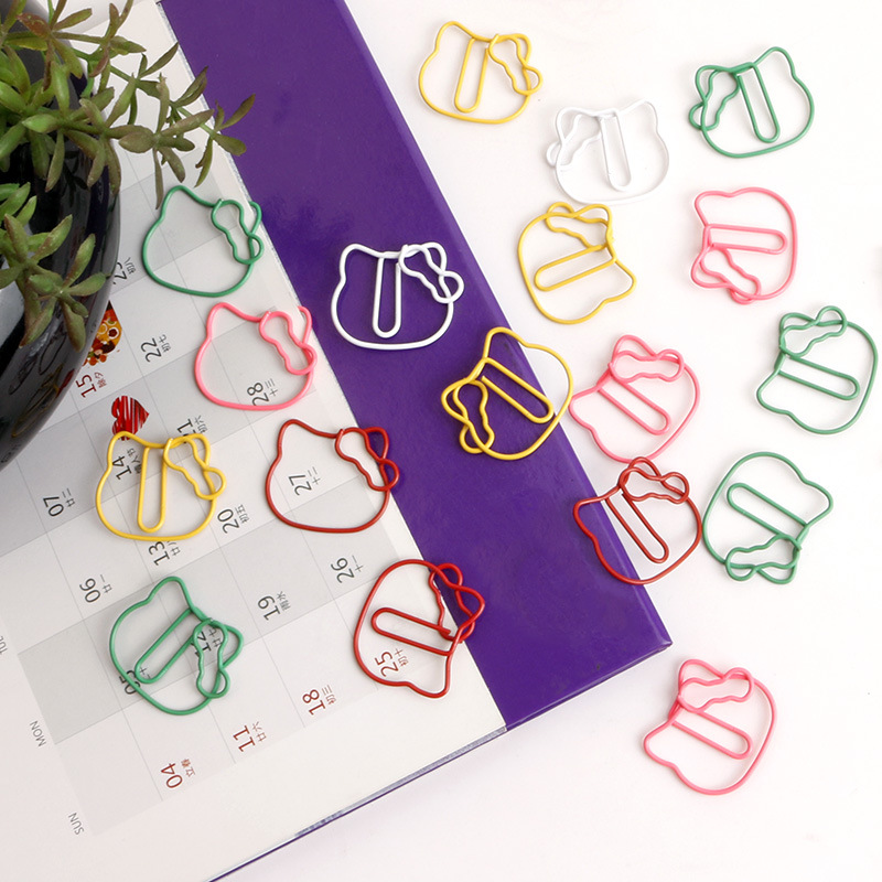 Cartoon cute simple KT Cat Head paper clip metal creative kulomi paper clip office supplies in stock