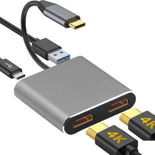 type c to dual hdmi/usb3.0/pd converter 4K HD Macbook with dual-screen usb hub