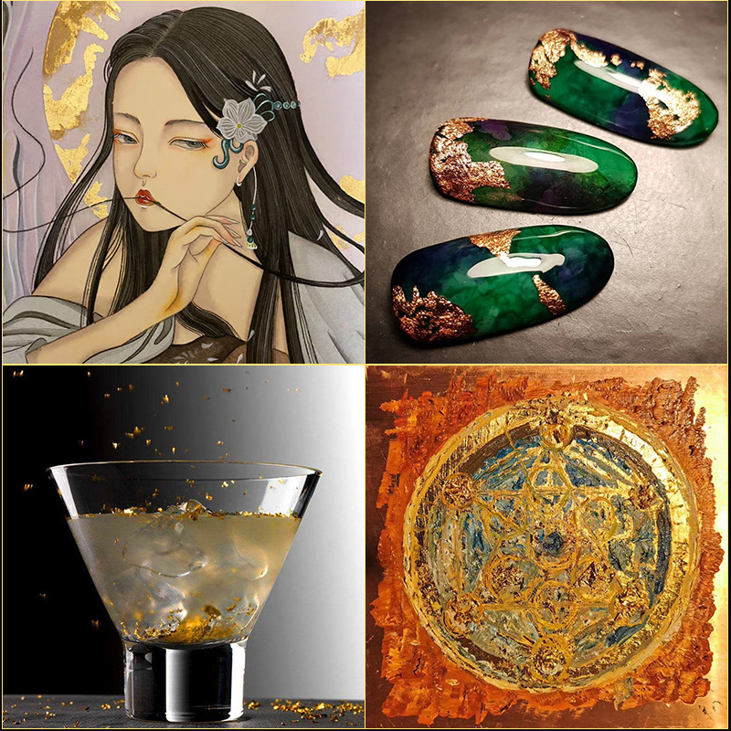 Broken Gold Foil Factory Wholesale Broken Silver Foil Broken Copper Foil Pieces Bag Nail Art Painting Craft Decorative Gold Foil Paper Pieces