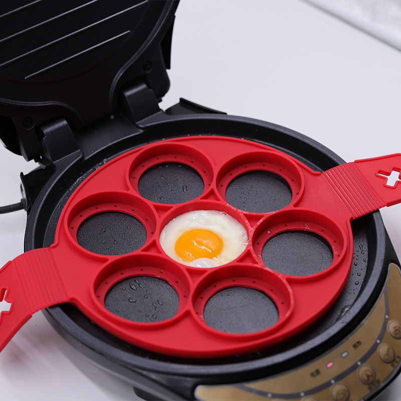 Cross-border Porous Pancake Silicone Pancake Maker 7 Hole Egg Fries Silicone Baking Tools Silicone Egg Fries Pancake Mold