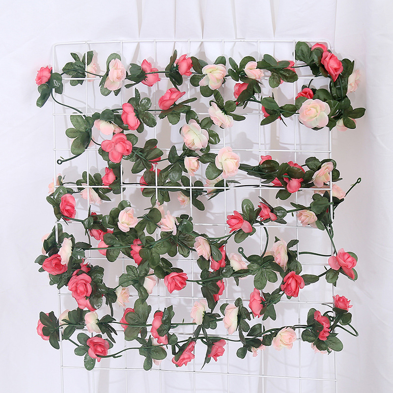 45 head rose rattan artificial flower artificial flower decorative flower plastic silk flower rattan vines cross-border 45 flowers