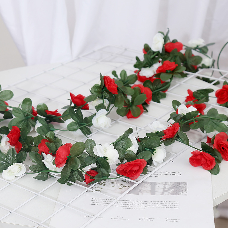 45 head rose rattan artificial flower artificial flower decorative flower plastic silk flower rattan vines cross-border 45 flowers