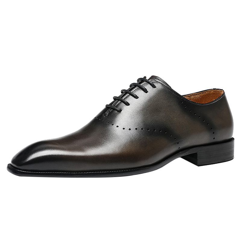 Men's Shoes Business Leather Shoes Oxford Vintage Gentleman Shoes Lace-up British Full Leather Casual Trendy Shoes