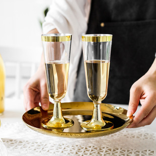150ml disposable champagne glass plastic goblet goblet gilded red wine glass ice cream glass rose gold