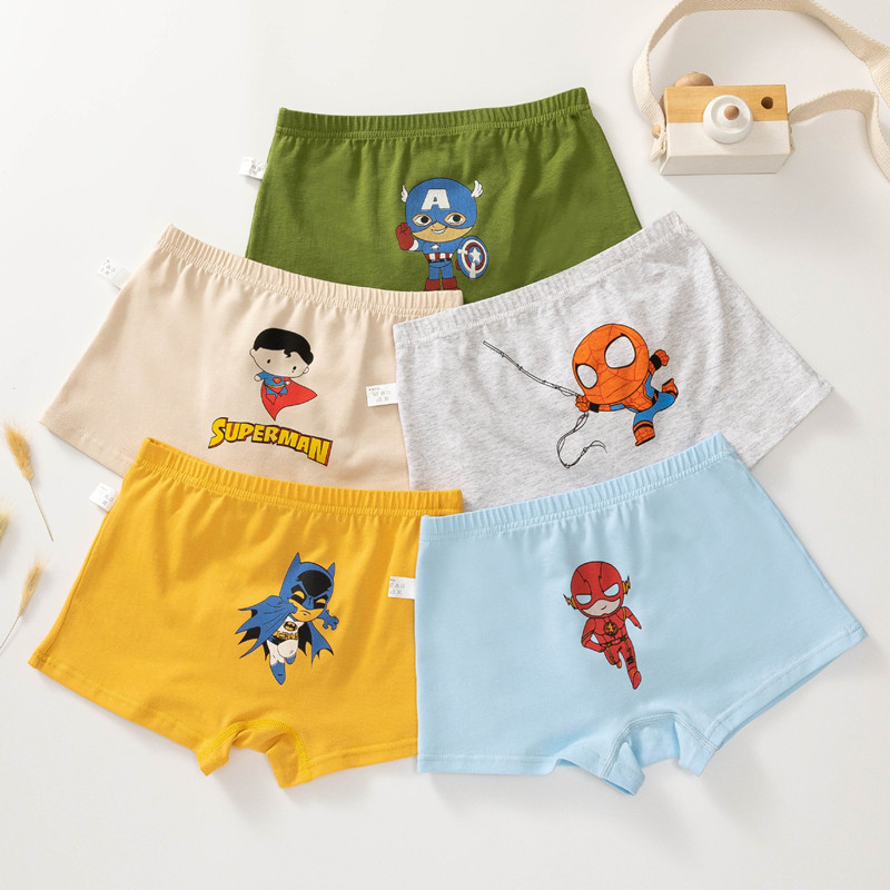 Children's Underwear Boys' Boxer Cotton Class A Cotton Boxer Shorts Baby Boys Middle and Big Children 6-12 Years Old Shorts