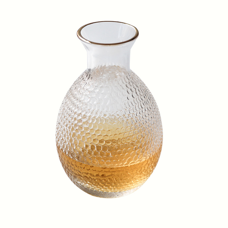 Japanese-style clear wine pot clear wine glass gold-painted hammer pattern glass wine separator white wine glass hot wine pot wine warmer wine set suit