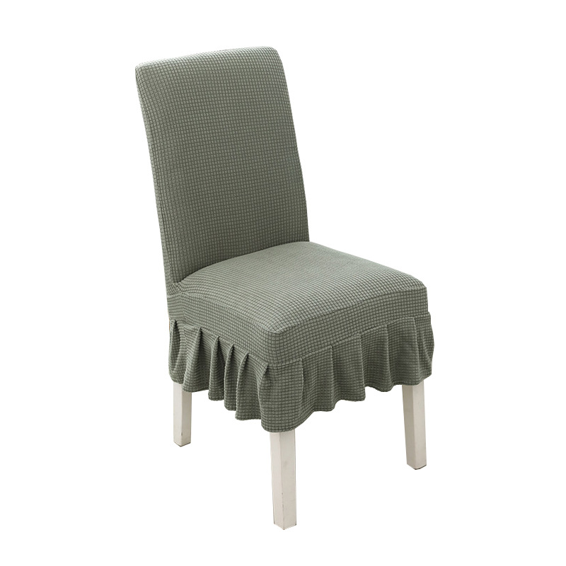 Thickened Fleece Elastic Skirt Chair Cover Four Seasons Universal Dining Chair Cover Household Restaurant Corn Fleece White Chair Cover