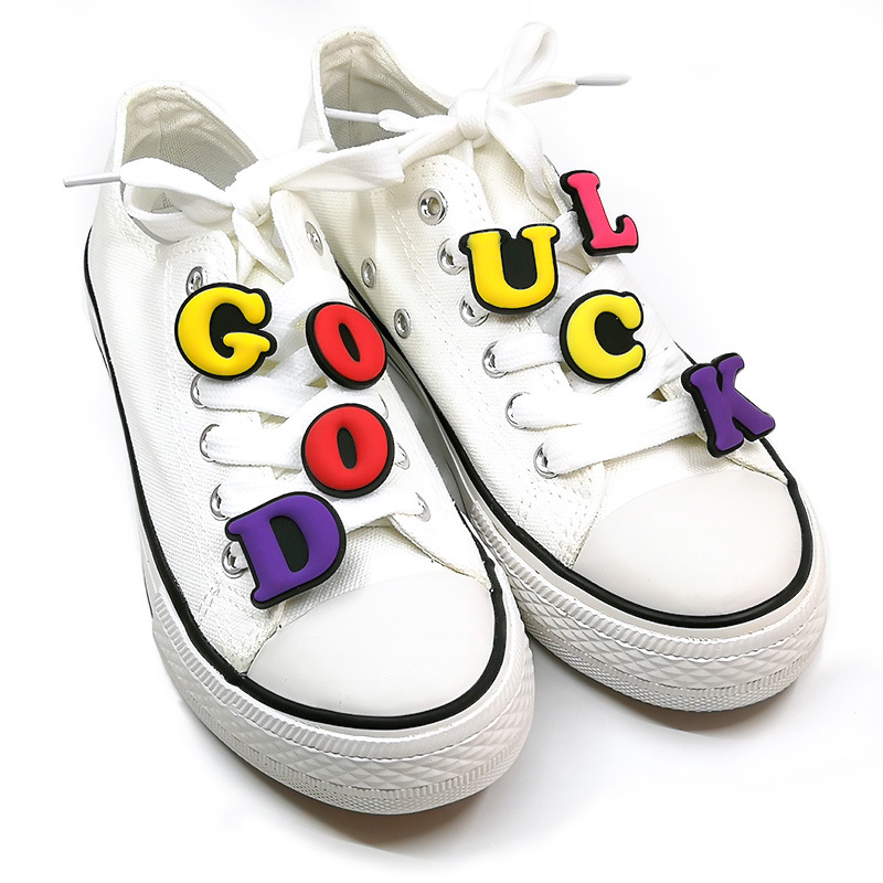 New Creative Shoelace Buckle Cute English Letter Shoe Flower Shoe Buckle Canvas Shoes Sports Shoes Decorative Buckle Accessories