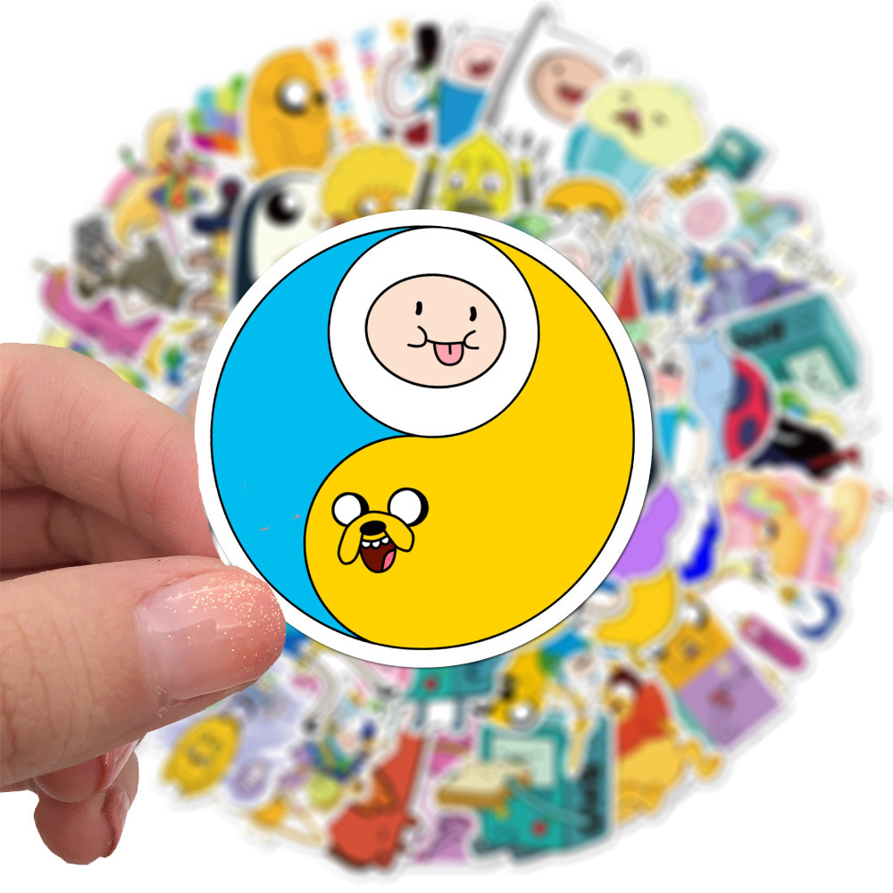 100 pieces of Adventure Time cartoon stickers mobile phone case refrigerator water cup waterproof decorative stickers self-adhesive foreign trade