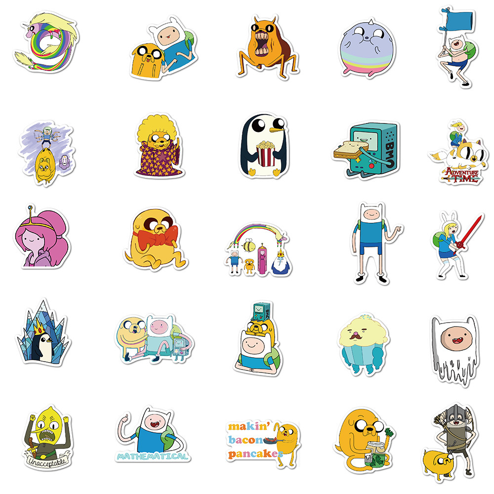 100 pieces of Adventure Time cartoon stickers mobile phone case refrigerator water cup waterproof decorative stickers self-adhesive foreign trade