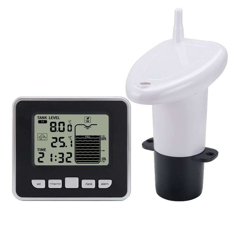 Digital clock thermometer with indoor thermometer multifunctional Ultrasonic Electronic water tank level gauge water level meter