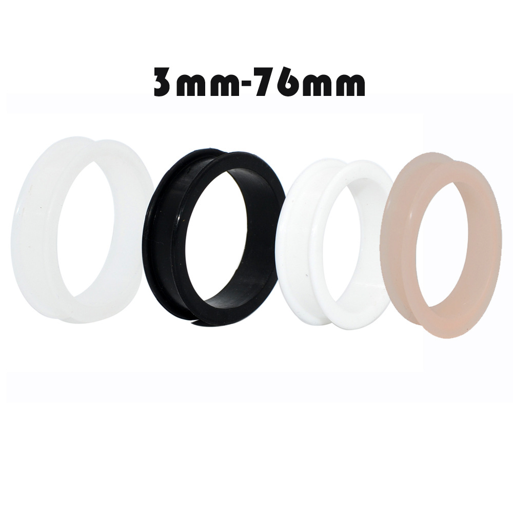 Cross-border soft silicone black-and-white transparent hollow pulley auricle flesh-colored ear expander puncture perforated ear expander 3-76mm