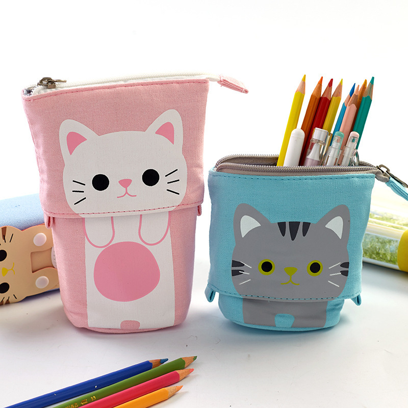 South Korea Cute Simple Pencil Case Drop-down Stretchable Canvas Pencil Case Pencil Case