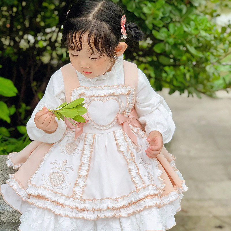 European and American baby suspender skirt autumn girls dress Lolita princess skirt brand children's skirt new one-piece hair