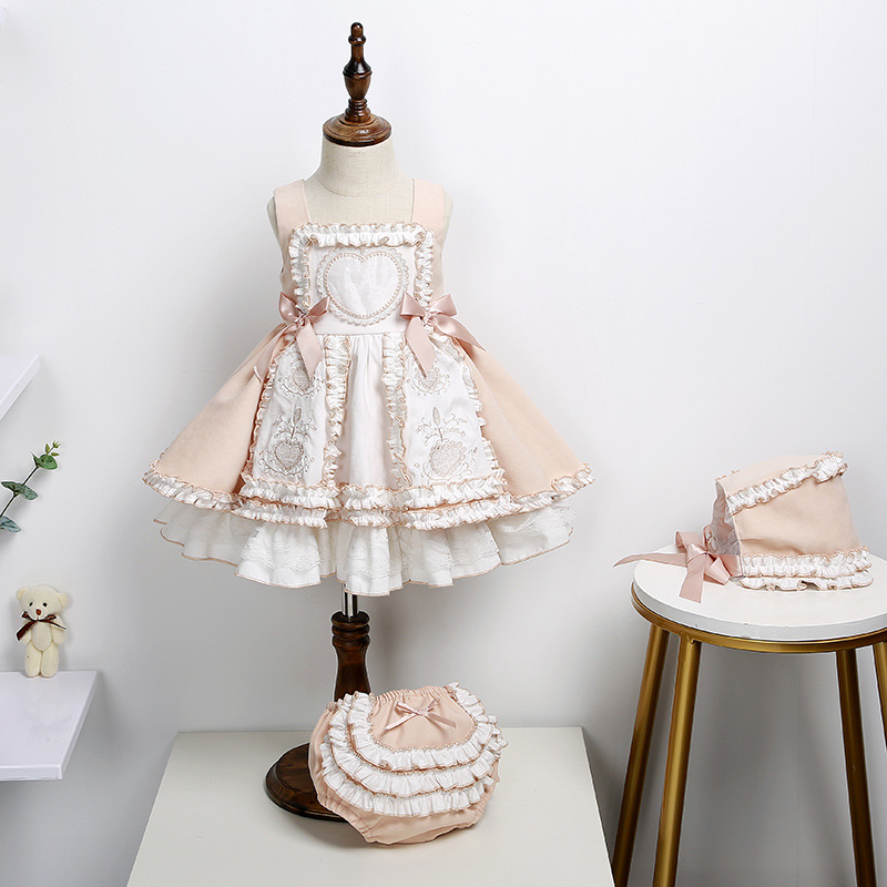 European and American baby suspender skirt autumn girls dress Lolita princess skirt brand children's skirt new one-piece hair