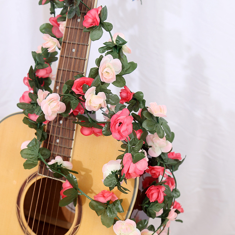 45 head rose rattan artificial flower artificial flower decorative flower plastic silk flower rattan vines cross-border 45 flowers