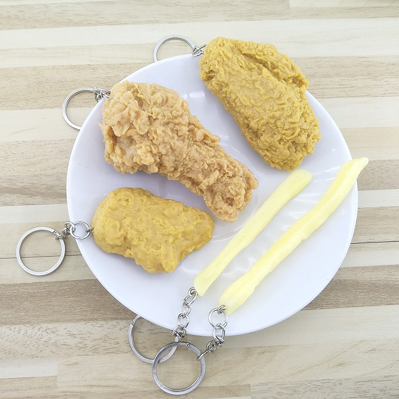 食べ物のキーホルダーシミュレーションkfc全家桶フライドチキンの羽の対外貿易アクセサリー卸売りファストフード店のプロモーションプレゼント|undefined