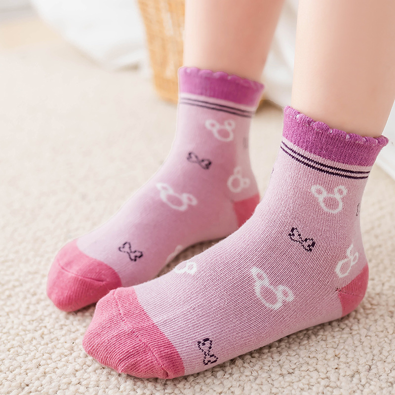 Children's socks spring and autumn thin combed cotton tube socks boys and girls wholesale cartoon children's college students socks