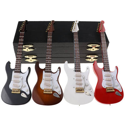 Electric Guitar Model Mini 4 Color Wooden Electric Guitar Ornament Model Music Training Teacher Birthday Company Gift