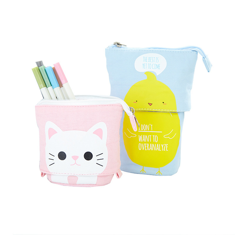South Korea Cute Simple Pencil Case Drop-down Stretchable Canvas Pencil Case Pencil Case