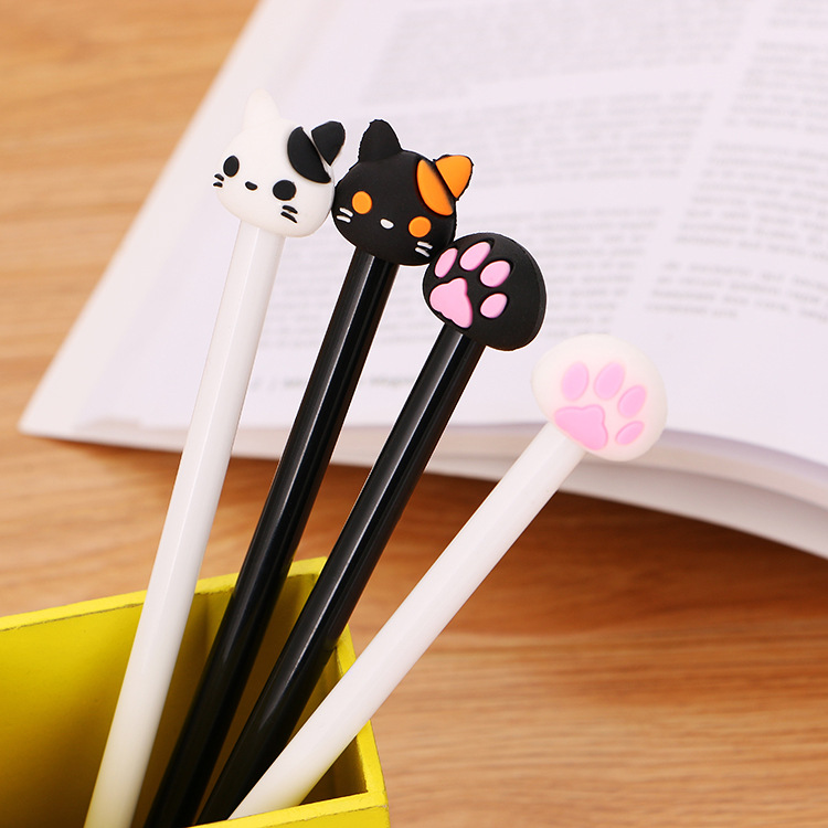 卡通猫咪中性笔 创意文具学生水笔黑 可爱学习办公用品签字笔批发