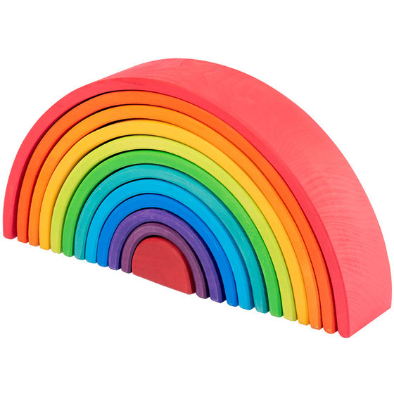 Rainbow building blocks large wooden stacking music wooden baby early education children's educational toys wholesale a generation of hair