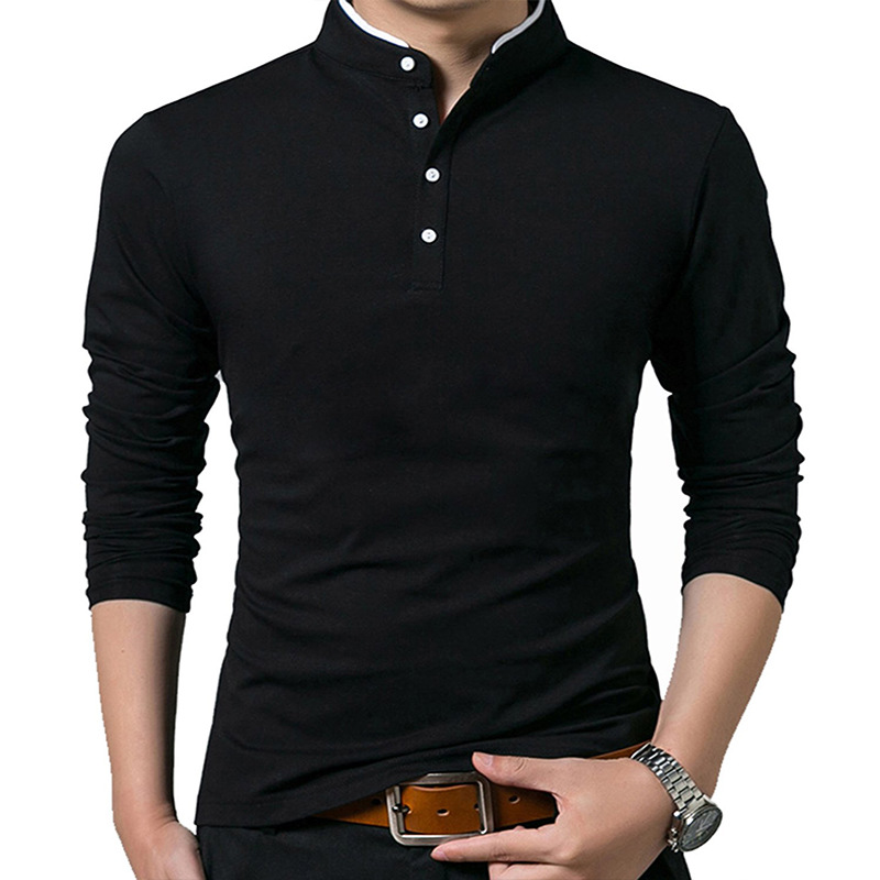 Cross-border Men's Autumn and Winter T-shirt Solid Color Long Sleeve Amazon Explosions Men's T-shirt Foreign Trade Large Size European and American Men's T-shirt