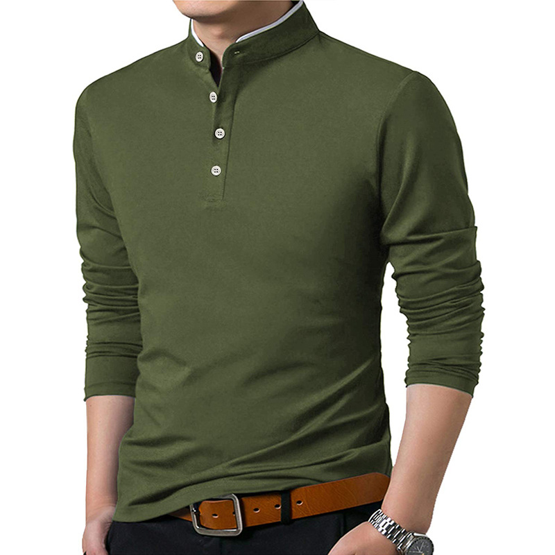 Cross-border Men's Autumn and Winter T-shirt Solid Color Long Sleeve Amazon Explosions Men's T-shirt Foreign Trade Large Size European and American Men's T-shirt