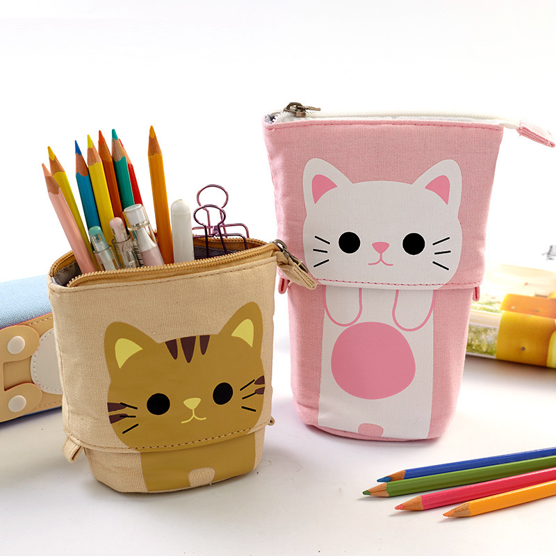 South Korea Cute Simple Pencil Case Drop-down Stretchable Canvas Pencil Case Pencil Case