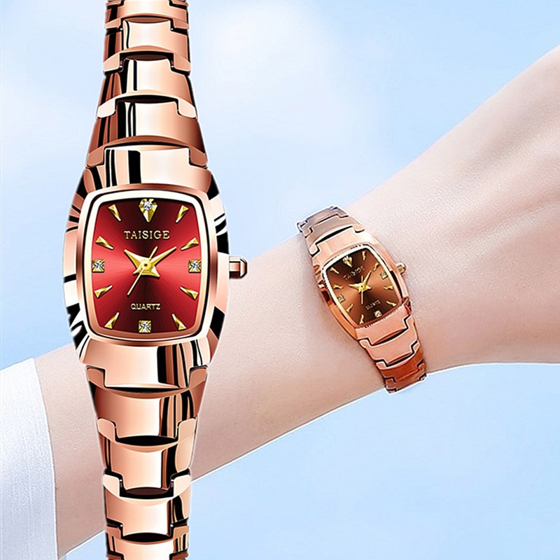 TAISIGE fashion trend tungsten steel quartz Women's Watch simple watch casual square waterproof ladies watch wholesale