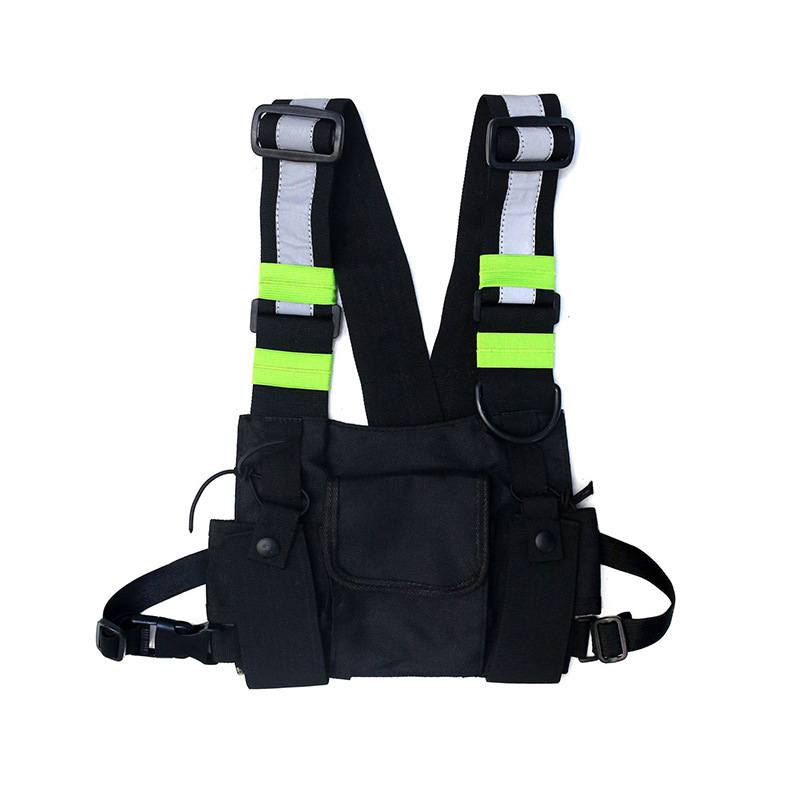 Men's and Women's Hip-Hop Street Tactical Function Multi-Pocket Vest Bag ins Trendy Cool Personalized Reflective Vest Chest Bag Waist Bag