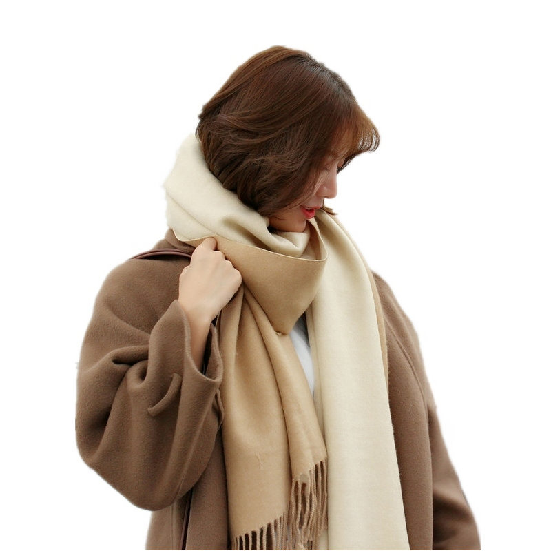 Autumn and winter new thickened imitation cashmere double-sided scarf for women hot style Korean style versatile color matching shawl and scarf wholesale