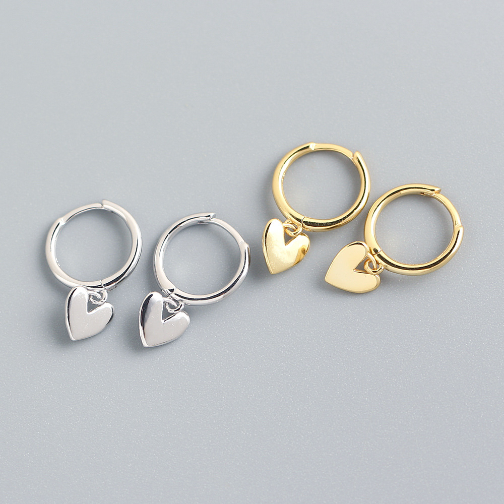 YHE0248 S925 sterling silver INS temperament Korean style peach heart earrings earrings super fairy small fresh silver earrings earrings