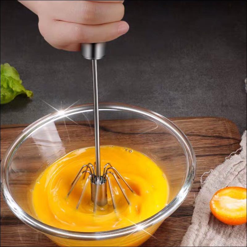 Wholesale manual eggbeater 10-inch stainless steel semi-automatic eggbeater handheld rotating eggbeater baking blender