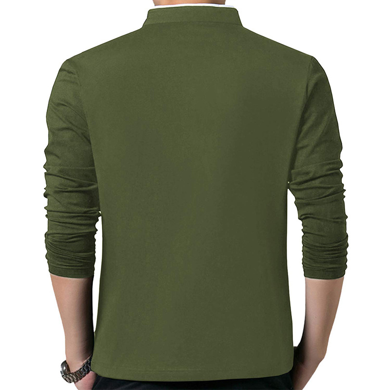 Cross-border Men's Autumn and Winter T-shirt Solid Color Long Sleeve Amazon Explosions Men's T-shirt Foreign Trade Large Size European and American Men's T-shirt