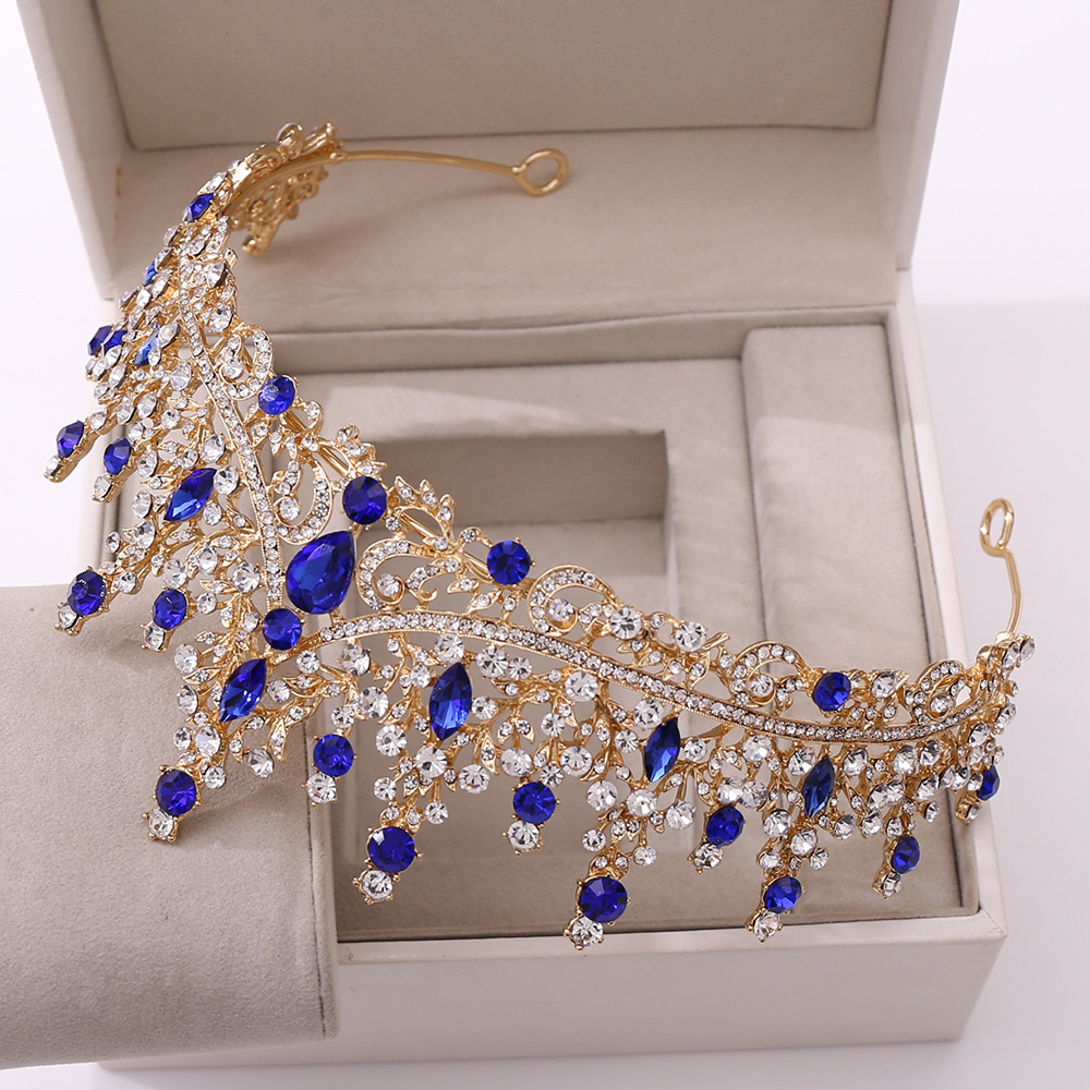 New Wedding Crown Tiara Bride Atmospheric European and American Luxury Rhinestone Wedding Dinner Wedding Styling Crown