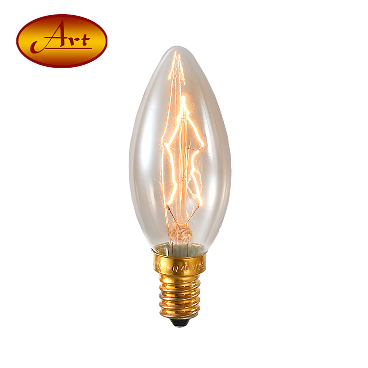[C35 Spikes-Rites] Edison Retro Light-Up Light Light Light Bulb E14/E12 Стеклянная свеча для улитки