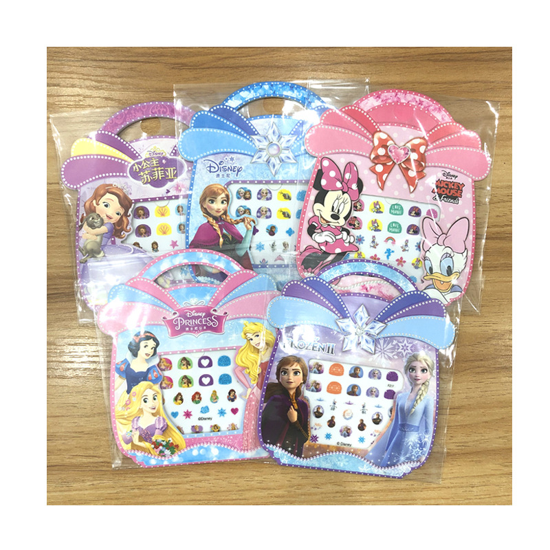 2 Generation Winnie the Poole Girls Princess Glitter Nail Stickers Kids Cartoon Stickers Animal Frozen Nail Decals
