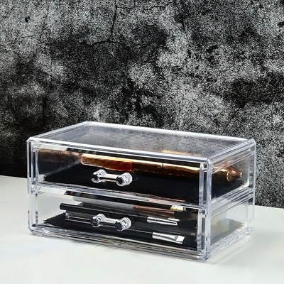 Transparent Eye Shadow Plate Storage Box Desktop Drawer Type Skin Care Makeup Brush Dressing Table Acrylic Finishing Storage Rack