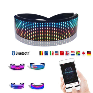 Cross-border new LED luminous glasses blinds APP full color Bluetooth luminous glasses birthday party cheer props