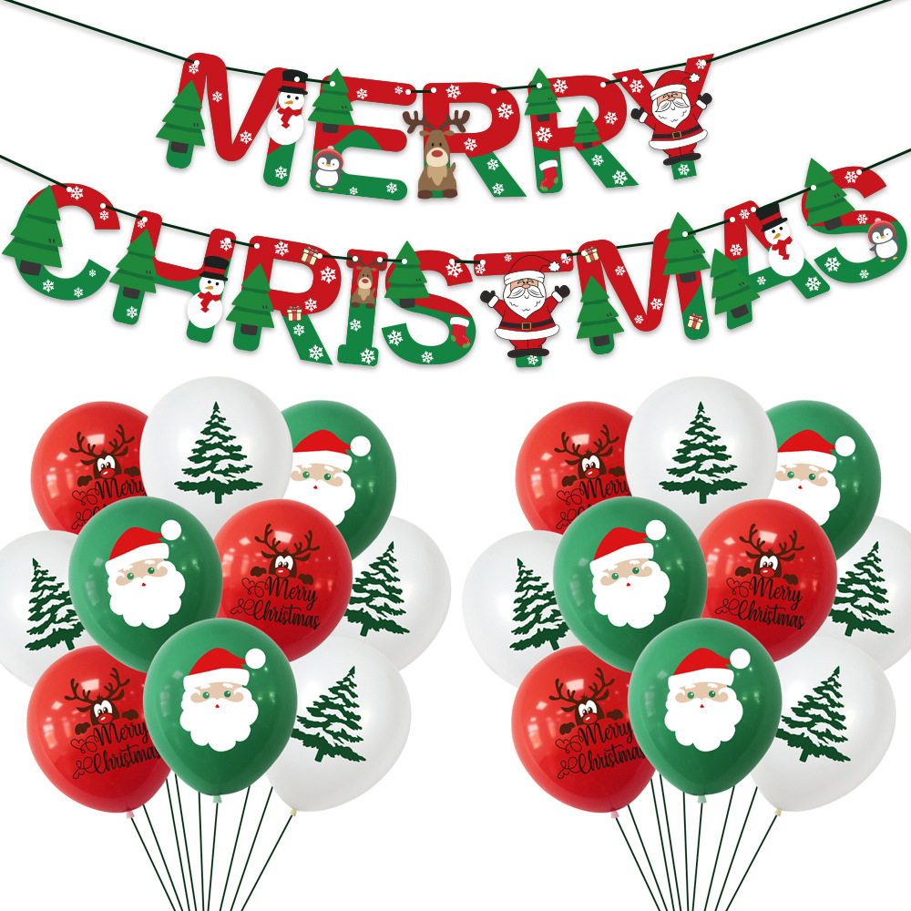 Christmas mall home hotel decoration balloon Santa Claus Christmas tree paper banner balloon set