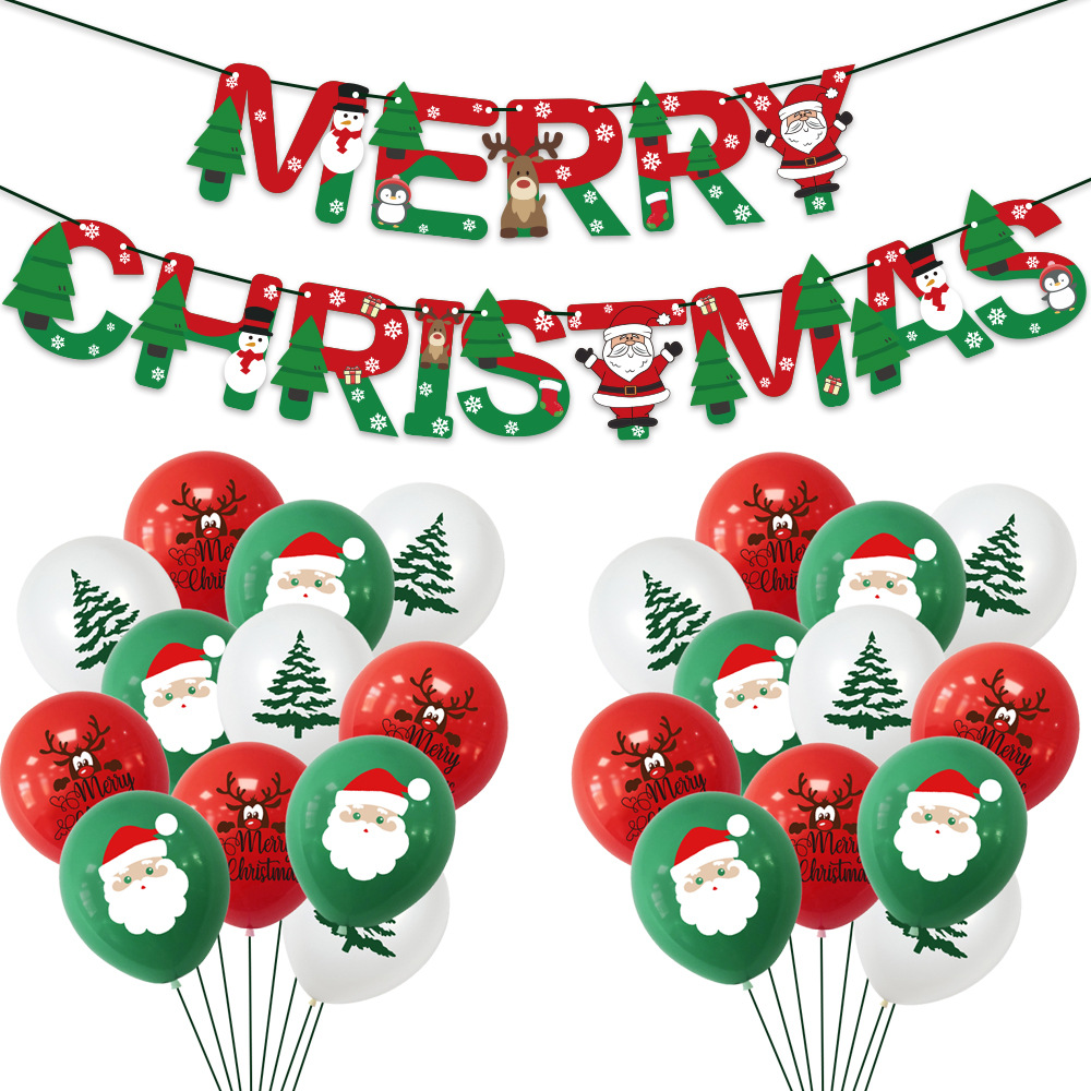 Christmas mall home hotel decoration balloon Santa Claus Christmas tree paper banner balloon set