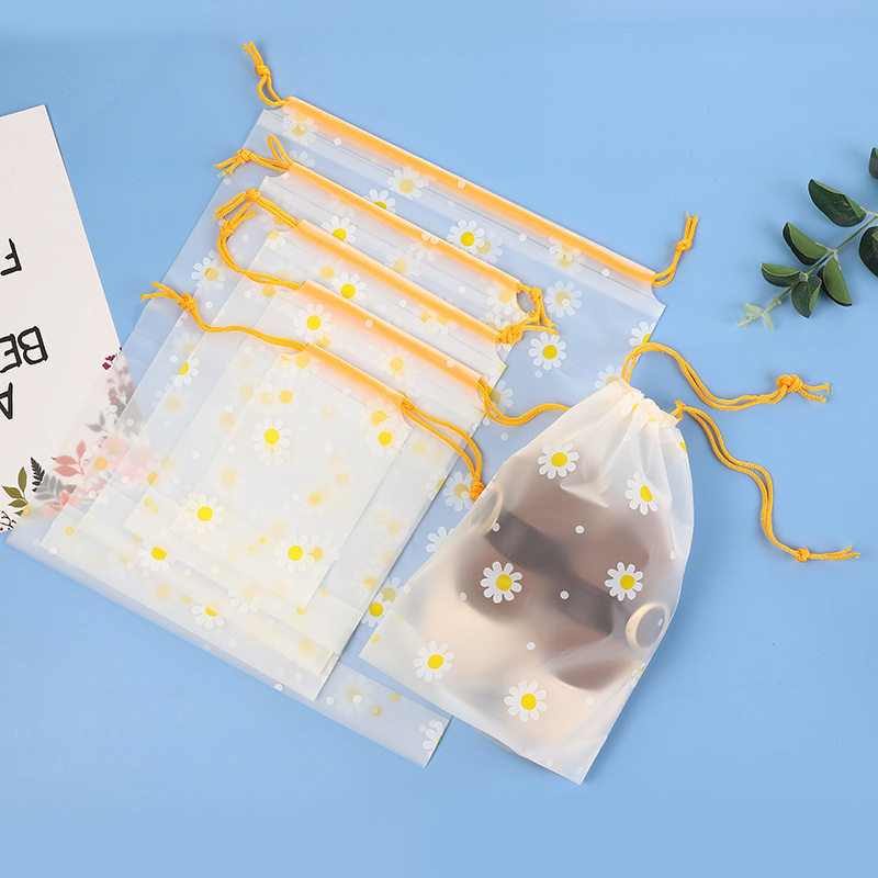 Drawstring drawstring bag travel frosted Daisy underwear socks shoes cosmetics storage bag transparent packaging bag