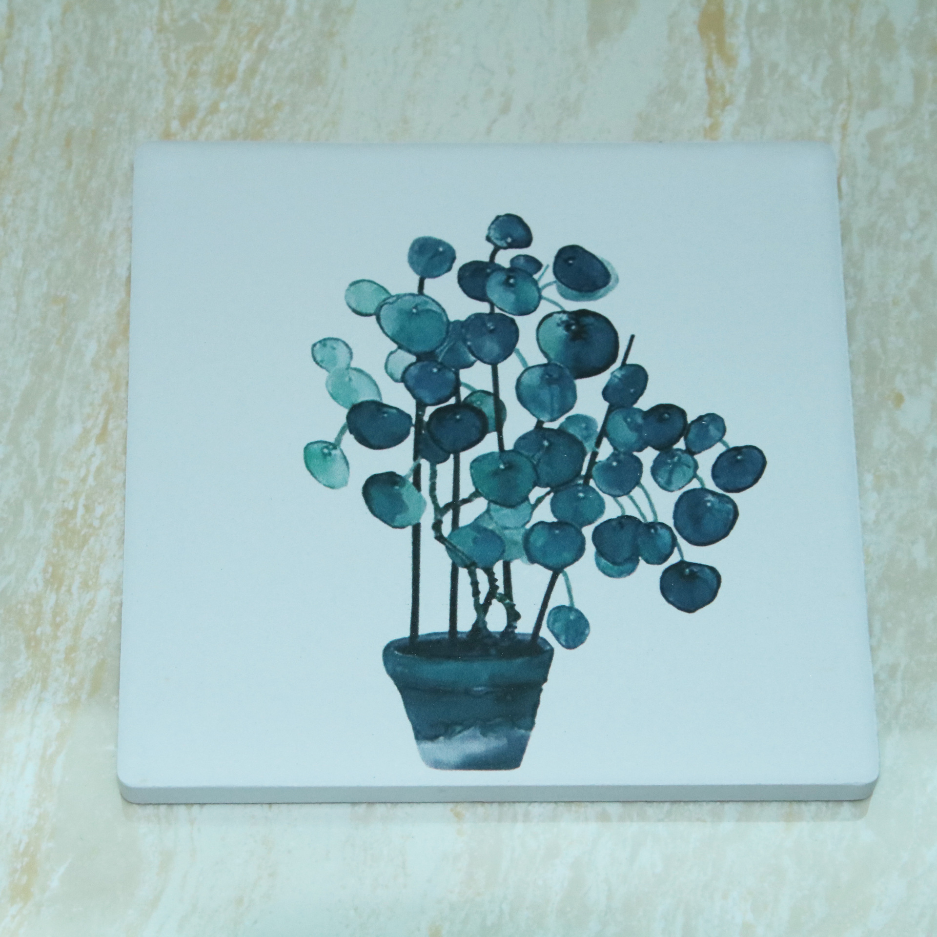 Cross-border Amazon Absorbent Ceramic Coaster Sublimation Ceramic Mat Decorative Cup Mat with Cork Coffee Coaster