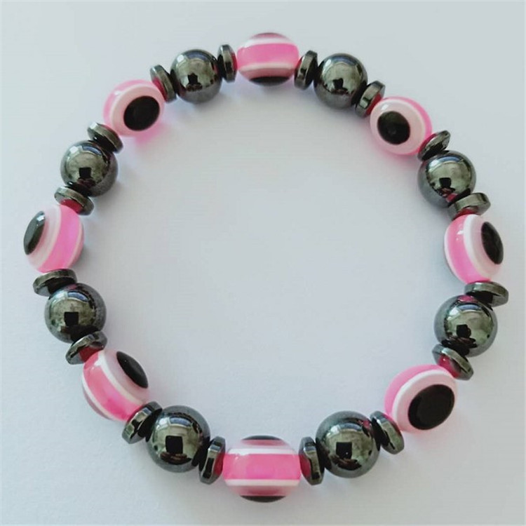 Cross-border Accessories New Magnetic Black Stone Magnet Elastic Bracelet Blue Eyes Flat Bead Bracelet European and American Fashion Jewelry