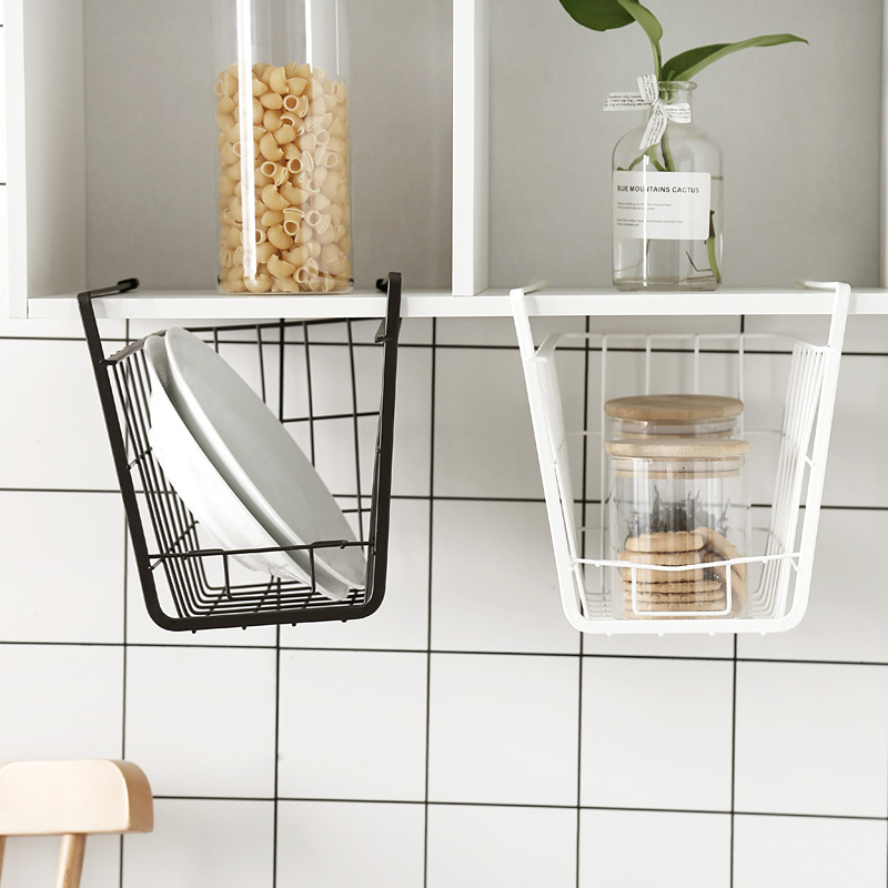 Wardrobe storage rack partition lower hanging basket kitchen cabinet storage rack office desktop storage basket