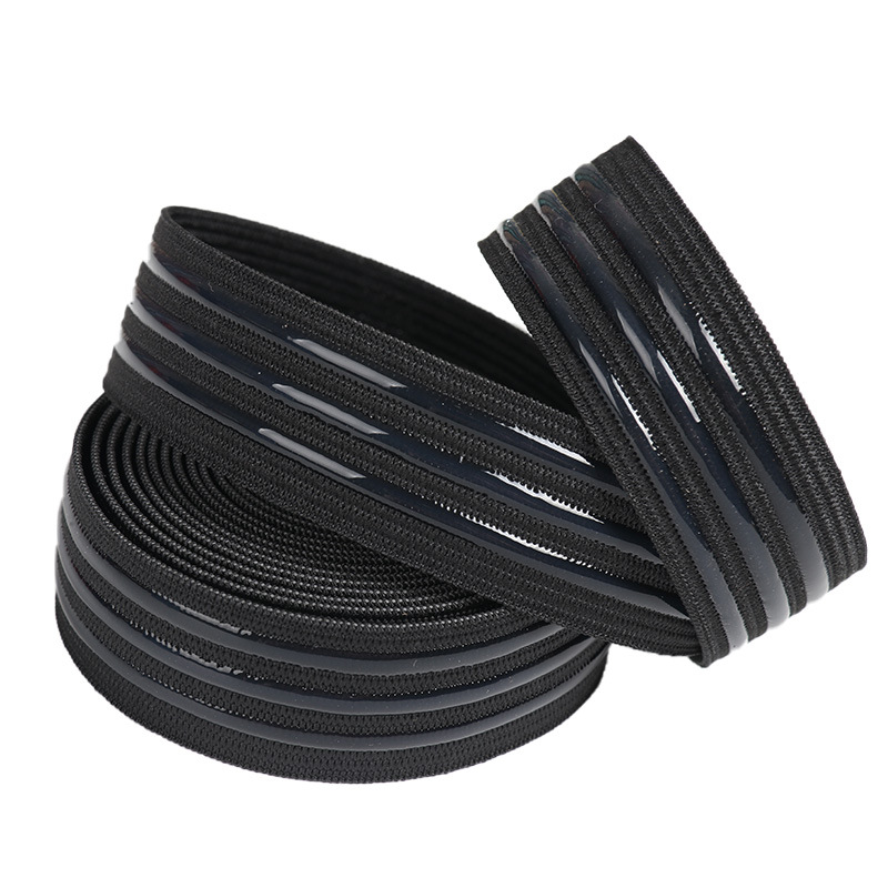 Factory wholesale black and white non-slip elastic band wave silicone 2.5cm non-slip rubber rubber drop glue continuous degumming