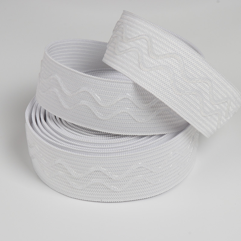 Factory wholesale black and white non-slip elastic band wave silicone 2.5cm non-slip rubber rubber drop glue continuous degumming
