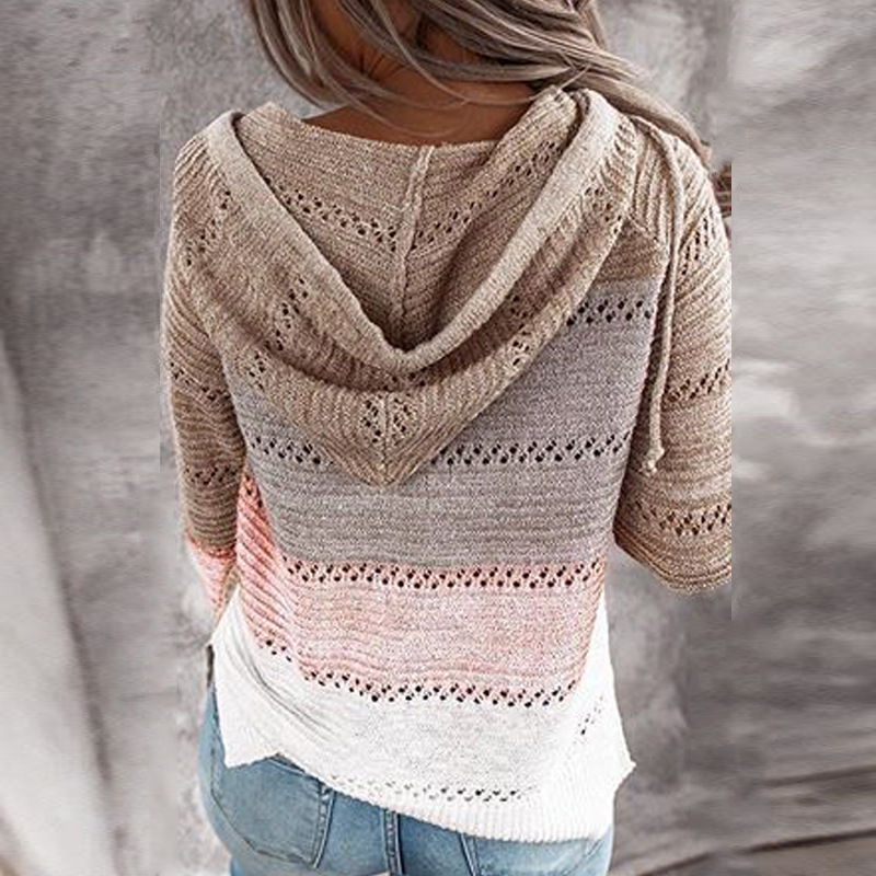 2021 European and American knitted new wish Amazon ebay autumn and winter New zipper hooded long sleeve sweater