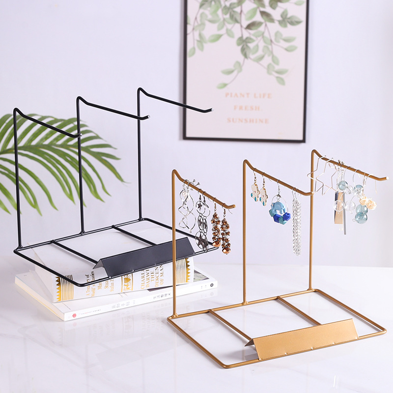 Home Decorative Micro Landscape Iron Hanger Necklace Earrings Bracket Metal Bracket Jewelry Display Rack Decorative Rack